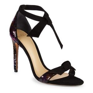 Alexandre Birman Clarita Bow Sequin Embellished Suede Sandals Tie Knot Ankle
